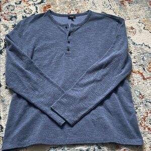 Express Men's Heather Blue Long Sleeve Henley